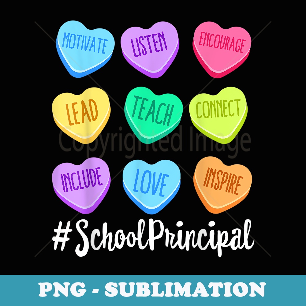 School Principal Teacher Valentines Day Pastel Candy Heart - Modern Sublimation PNG File