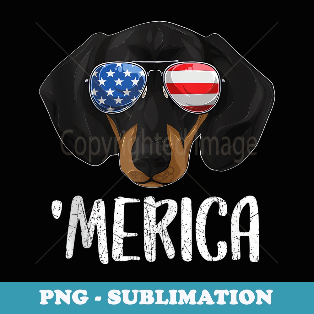 Merica Dachshund Dog 4th of July American Flag - Aesthetic Sublimation Digital File