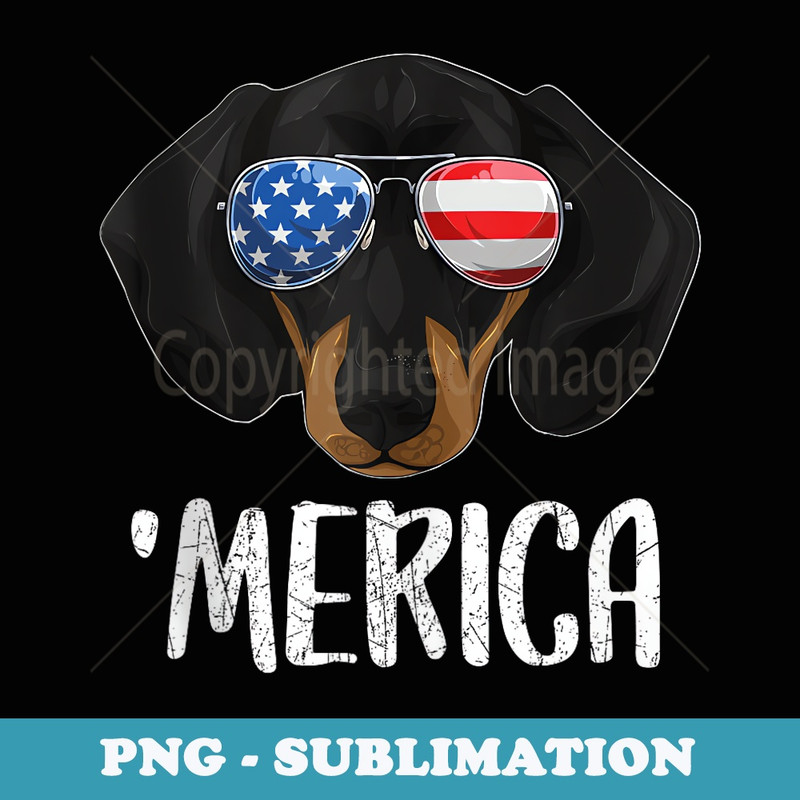 Merica Dachshund Dog 4th of July American Flag - Aesthetic Sublimation Digital File