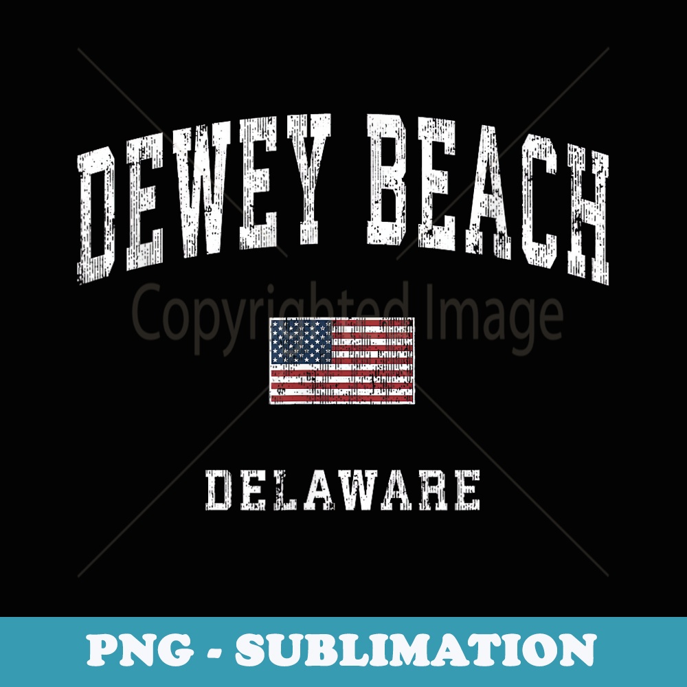 Dewey Beach Delaware DE Vintage American Flag Sports Design - PNG Transparent Sublimation File
