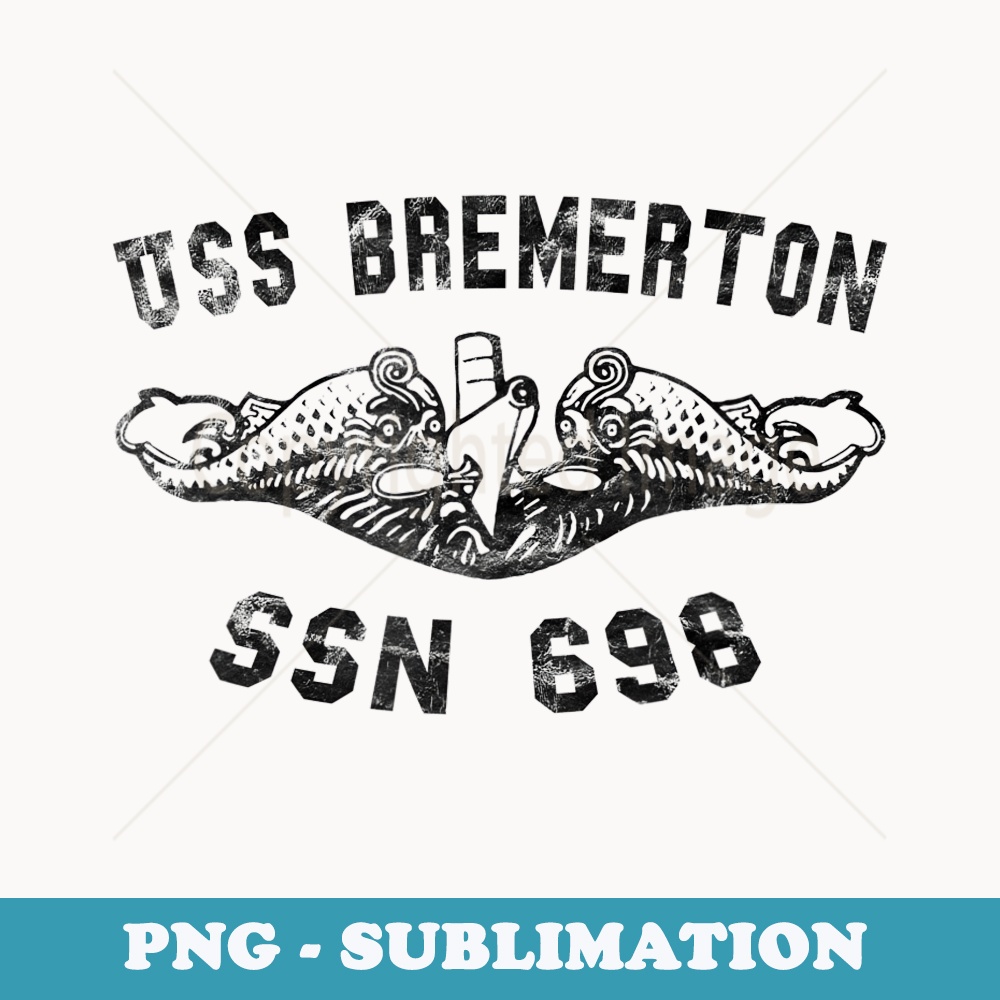 USS Bremerton SSN 698 Attack Submarine Badge Vintage - PNG Sublimation Digital Download