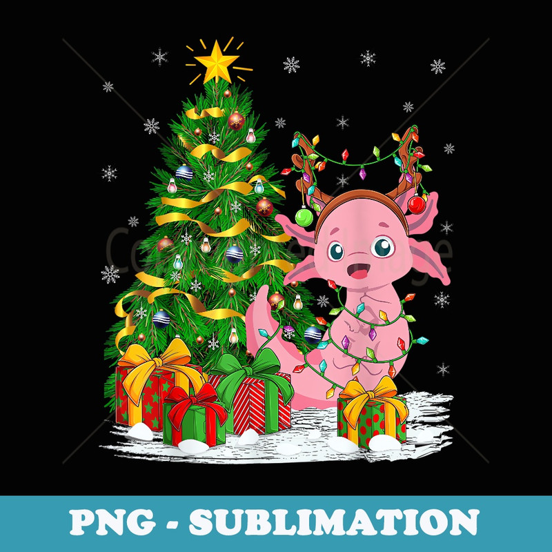 Axolotl Lover Matching Xmas Lighting Axolotl Christmas - Unique Sublimation PNG Download