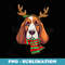 Basset Hound Dog Christmas Reindeer Santa Hat Funny Xmas - PNG Transparent Sublimation File
