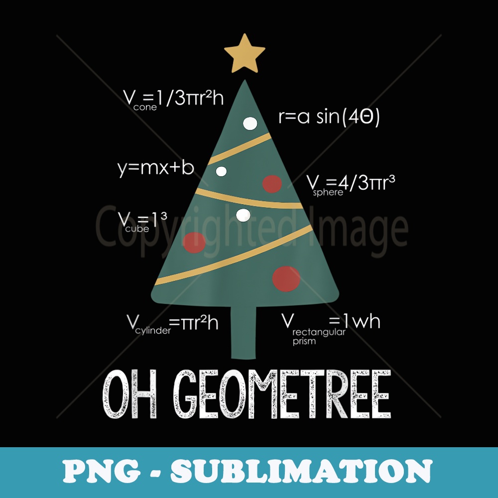 Oh Geometree Christmas Tree Funny Geometry Xmas Math - Retro PNG Sublimation Digital Download
