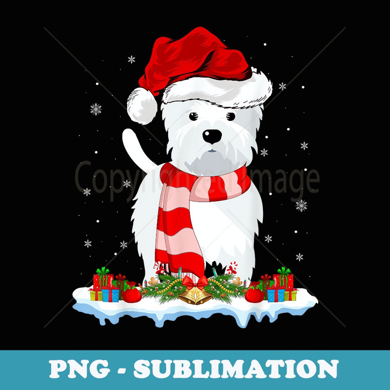 Westie Lover Xmas Lighting Snow Santa Hat Westie Christmas - Special Edition Sublimation PNG File