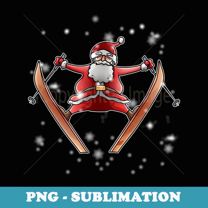 Skiing Santa Christmas Ski Winter Sport X-Mas Pajama Skier - Artistic Sublimation Digital File