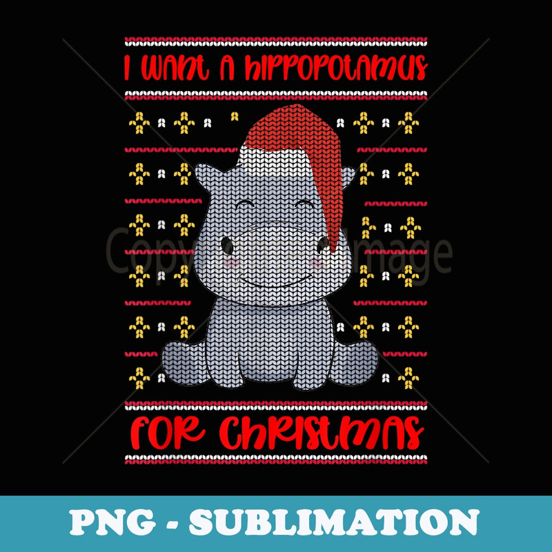 I Want A Hippopotamus For Christmas Xmas Hippo Cute - Special Edition Sublimation PNG File