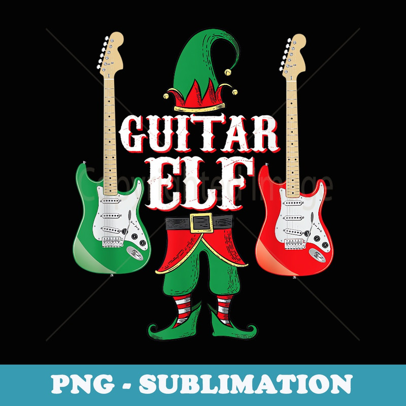 Guitar Elf - Christmas Idea for Guitarists graphic - Instant PNG Sublimation Download