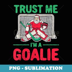 funny christmas santa ice hockey goaltender goalie - premium png sublimation file