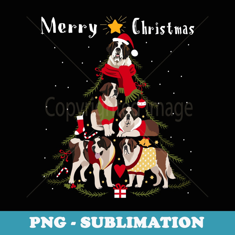 Christmas Tree Saint Bernard Lover Xmas Dog Owner - Instant Sublimation Digital Download