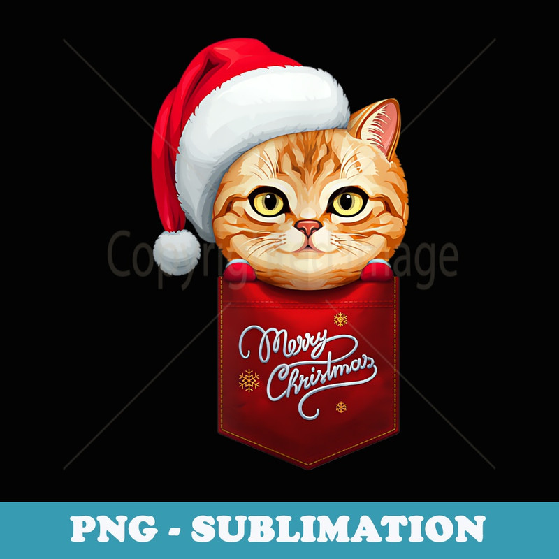 Ginger Tabby Cat in Chest Pocket Christmas - PNG Sublimation Digital Download