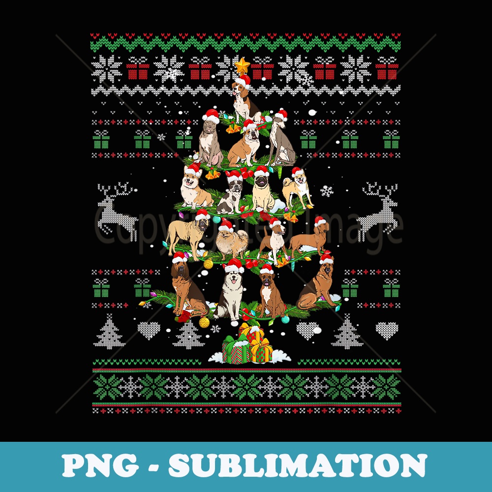 Dogs Christmas Tree Funny Dog Lover Ugly er Xmas Pets - Elegant Sublimation PNG Download