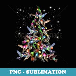 hummingbird christmas tree- funny birds xmas decorations - modern sublimation png file