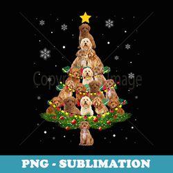 cockapoo christmas tree cockapoo santa hat lights xmas - decorative sublimation png file