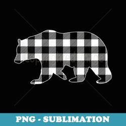 black and white buffalo plaid bear christmas pajama - vintage sublimation png download