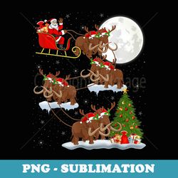 xmas lighting tree santa riding woolly mammoth christmas - png sublimation digital download