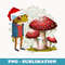 Christmas Cottagecore Aesthetic Mushroom & Frog In Santa Hat - PNG Transparent Sublimation File