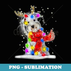 schnauzer reindeer christmas lights tree dog scarf xmas snow - exclusive sublimation digital file