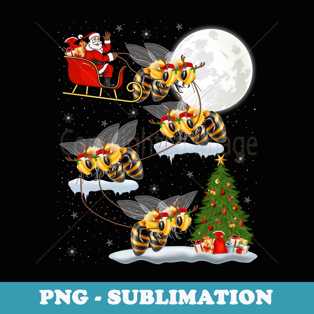 Xmas Tree Lighting Santa Riding Honeybee Christmas - Artistic Sublimation Digital File