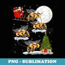 xmas tree lighting santa riding honeybee christmas - artistic sublimation digital file