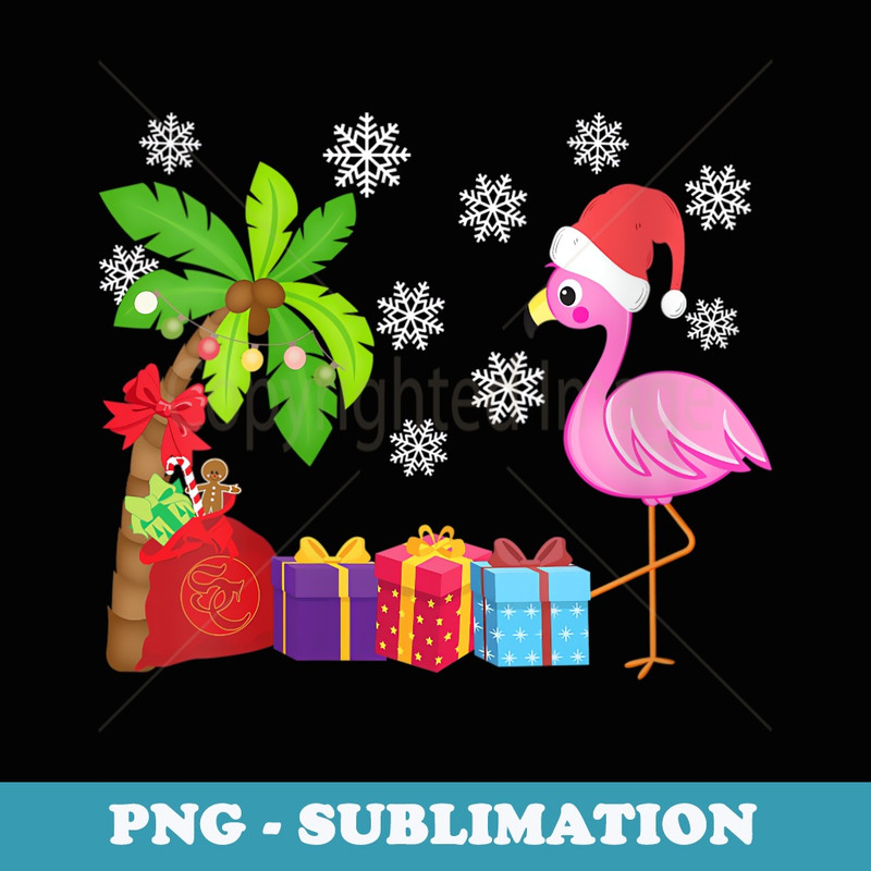 s Flamingo Santa Hat Christmas in July Lover Holiday - PNG Sublimation Digital Download