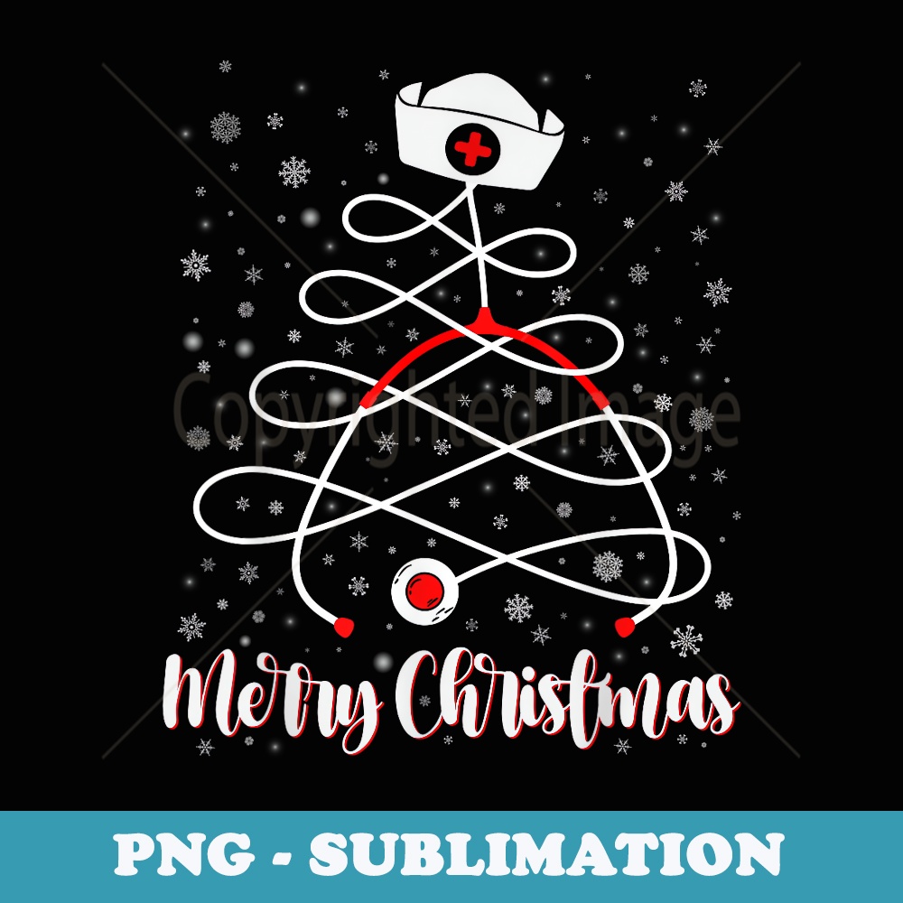 Merry Christmas Nurse Tree Xmas Scrub - Digital Sublimation Download File