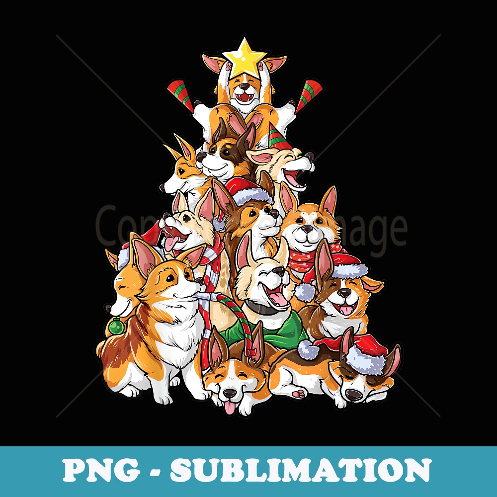 Corgi Christmas Tree Dog Santa Merry Corgmas Xmas s Boys - PNG Sublimation Digital Download