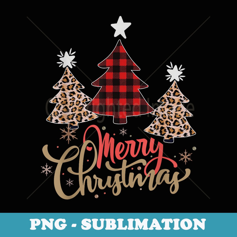 Leopard Plaid Christmas Tree Merry Christmas - PNG Sublimation Digital Download