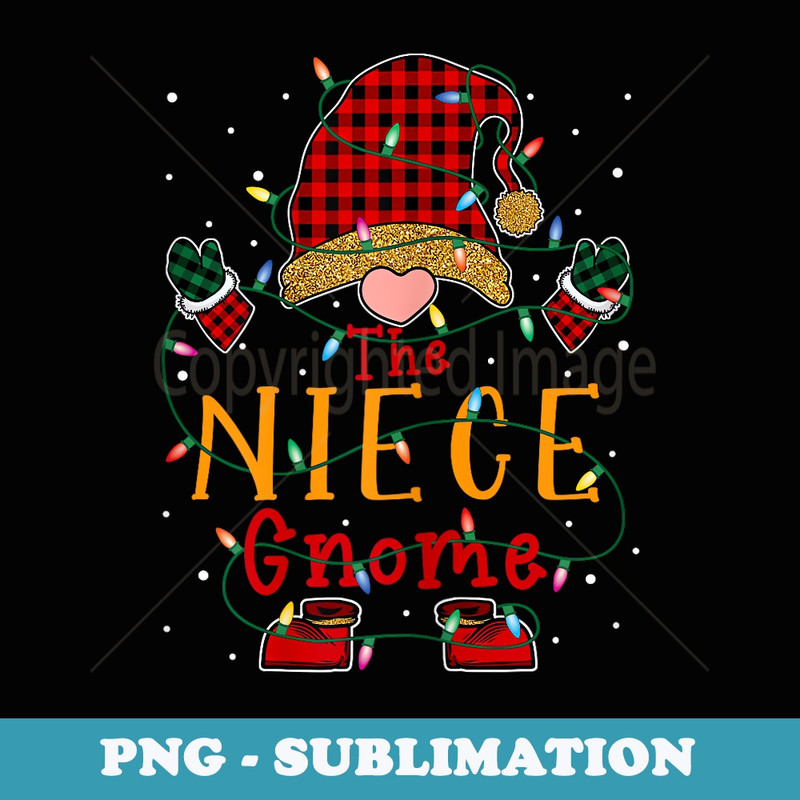 The Niece Gnome Buffalo Plaid Christmas Family Xmas Pajamas - Digital Sublimation Download File
