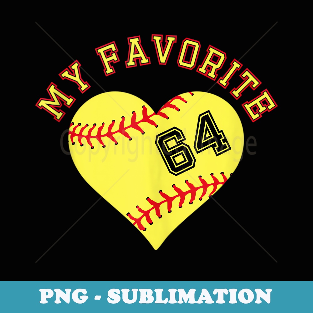 Softball Player 64 Jersey Outfit No #64 Sports Fan - Special Edition Sublimation PNG File