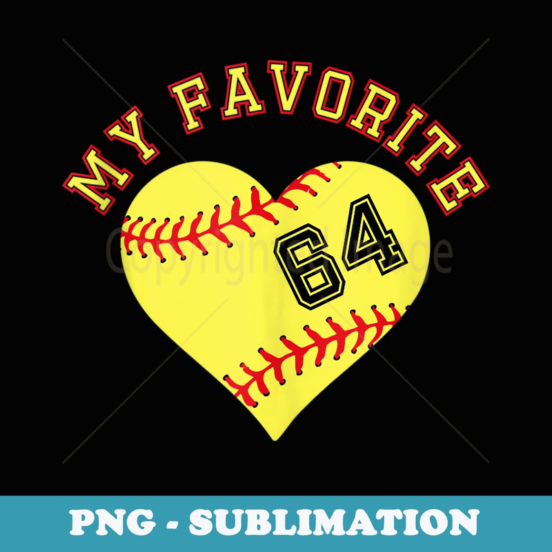 Softball Player 64 Jersey Outfit No #64 Sports Fan - Special Edition Sublimation PNG File