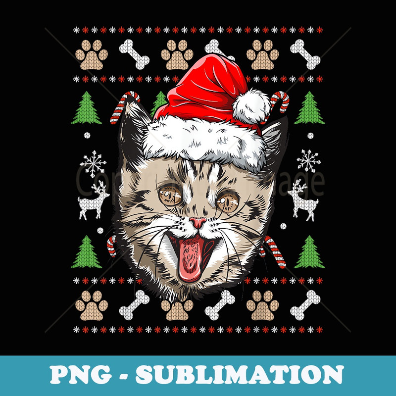 Cat Ugly Christmas Santa Hat Xmas Boys Girls Catmas - Stylish Sublimation Digital Download