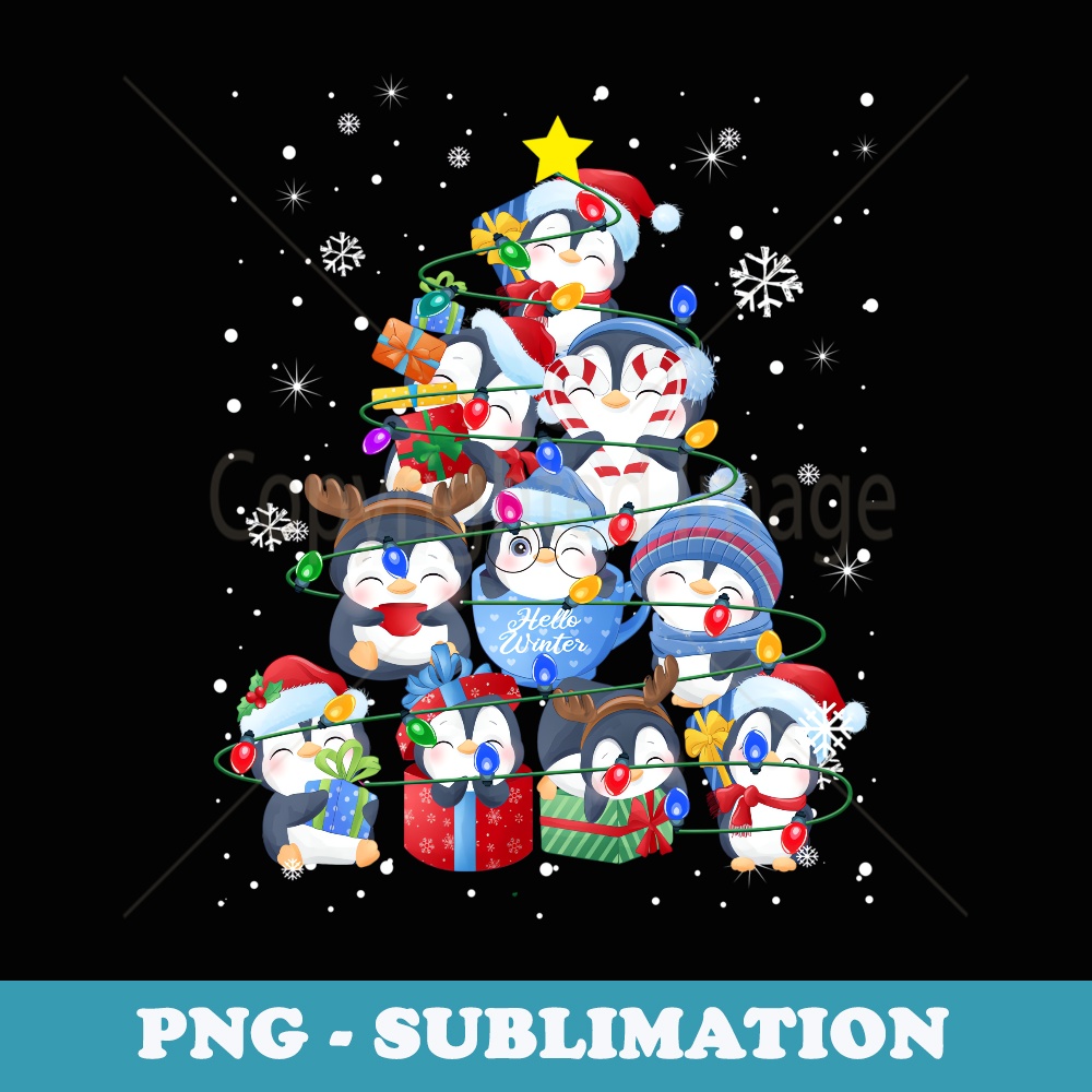 Cute Penguin Christmas Tree Decor Xmas Tree - Premium Sublimation Digital Download