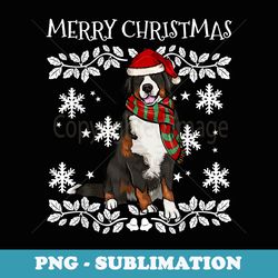 merry christmas ornament bernese mountain dog xmas santa - instant png sublimation download