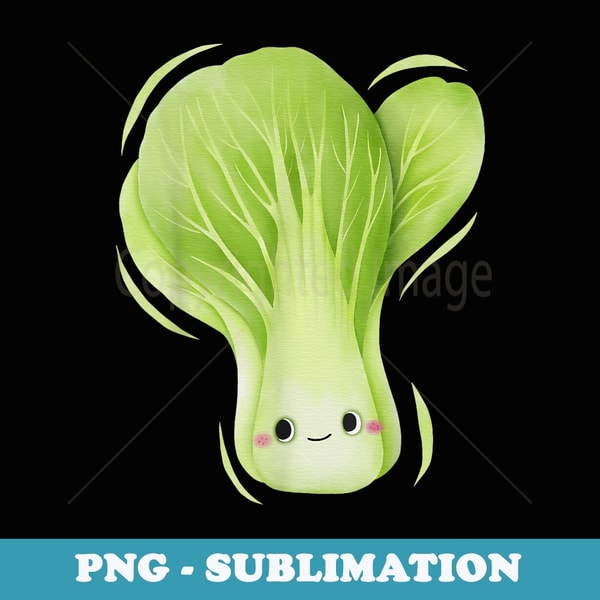 Bok Choy Happy Veggie Plant Cute Kawaii Anime Cartoon - Exclusive PNG Sublimation Download
