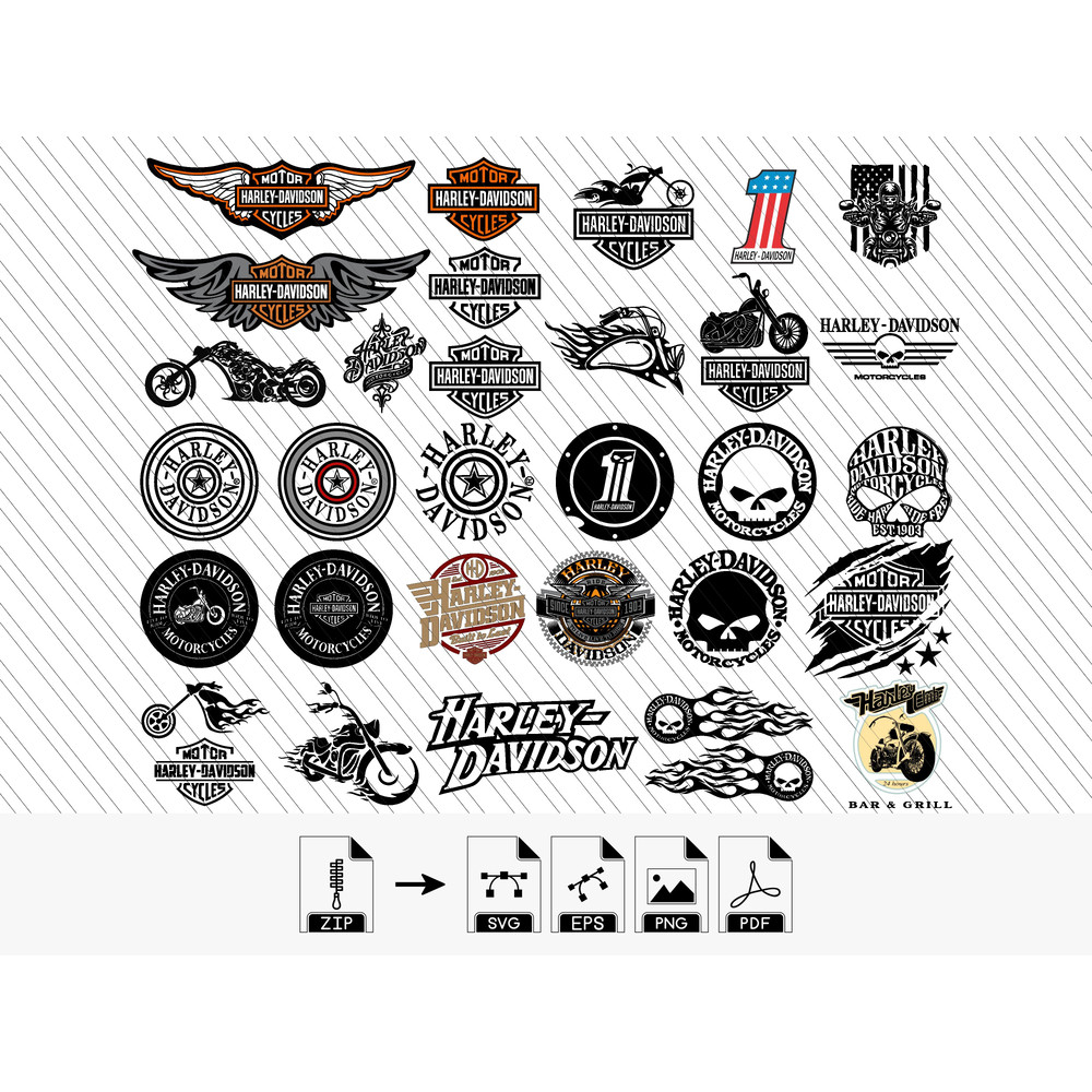 Harley Davidson SVG Harley Davidson PNG Cut Files For Cricut Silhouette Digital Files Bundle 0