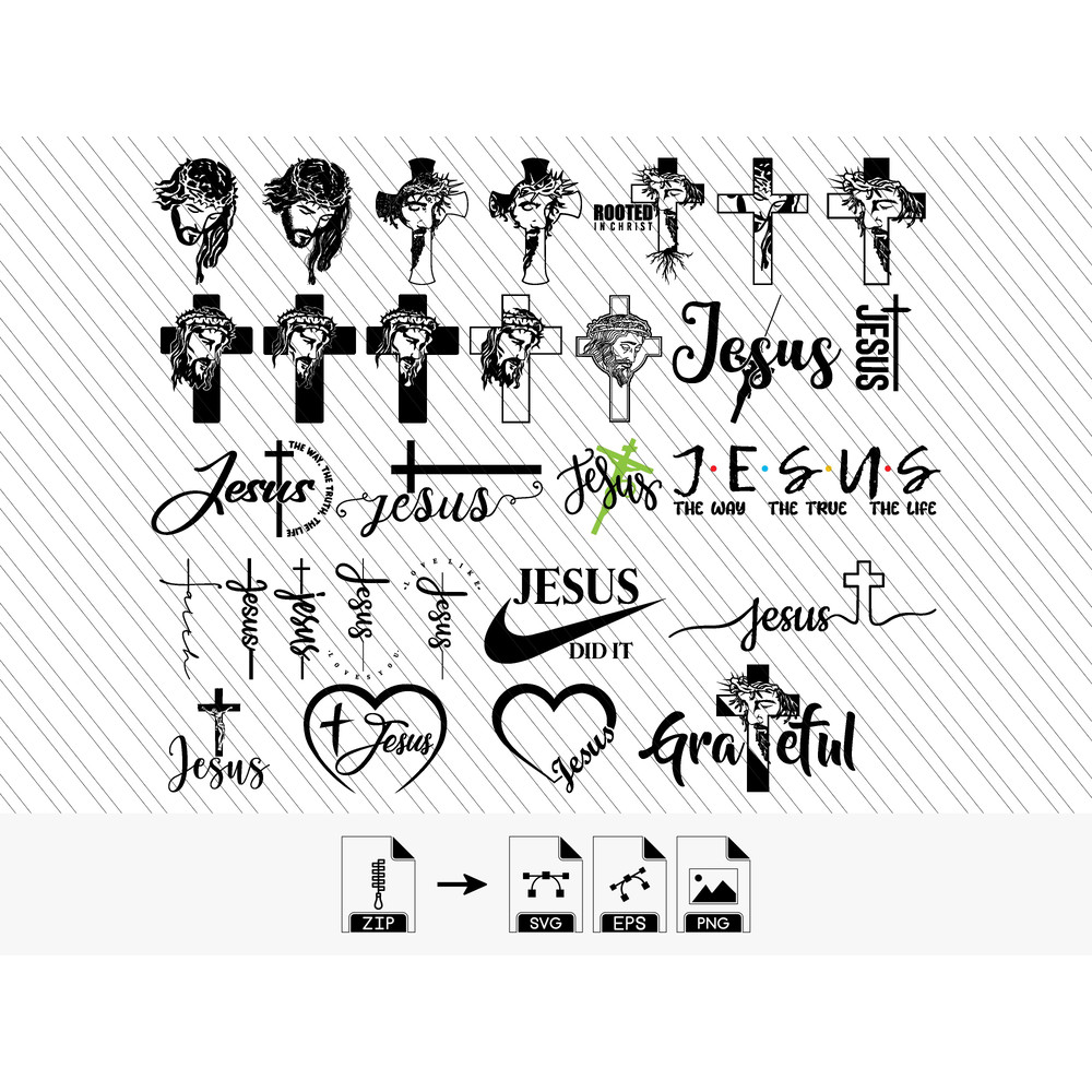 Jesus SVG Jesus SVG Bundle Jesus Logo SVG Cut Files For Cricut Silhouette Digital Files Bundle 0