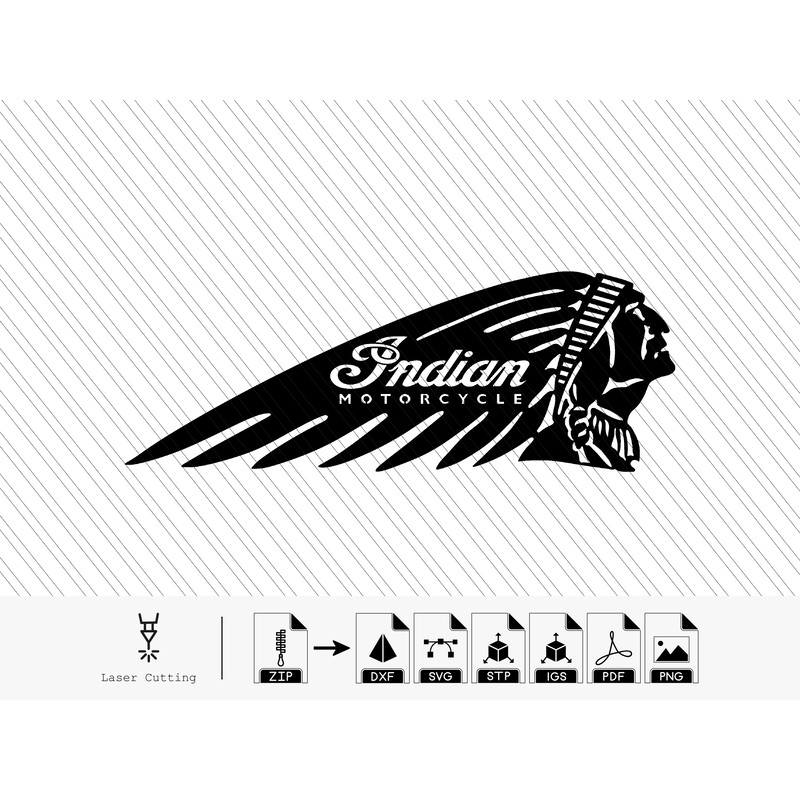 INDIAN MOTORCYCLE  Digital Files For Laser Cutting  Igs Stl Stp Dxf Svg Pdf Png Eps R 0