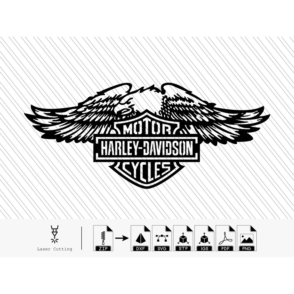 HARLEY DAVIDSON Digital Files For Laser Cutting Igs Stl Stp Dxf Svg Pdf Png Eps7 0
