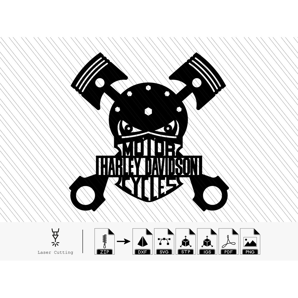HARLEY DAVIDSON Digital Files For Laser Cutting Igs Stl Stp Dxf Svg Pdf Png Eps8 0