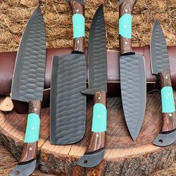 damascus knife/handmade knife chef set/gift for him/hunting knife/fiancee-wedding gift-valentine day gift/husband gift.