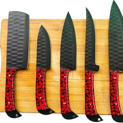 5-piece chef set kitchen set sharp and durable knives stylish knives full tang knives