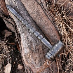 damascus hammer with sheath small hammer viking hammer gift for him groomsmen gift chasing hammer thor mjolnir full tang