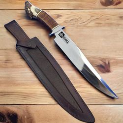new custom handmade d2 tool steel hunting bowie knife with stag horn handle and pure..