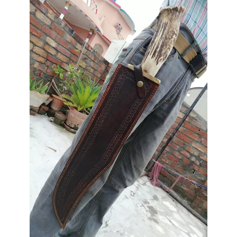 Custom Made Carbon Steel 25 Long Rambo Bowie Knife With Stag Horn Handle 1