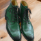 Premium Quality Handmade Leather Green Color Men Wing Tip Ankle High Boots 0