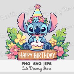 birthday stitch clipart svg / png / eps vector 02