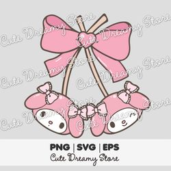 coquette bow cherries my melody clipart svg / png / eps vector