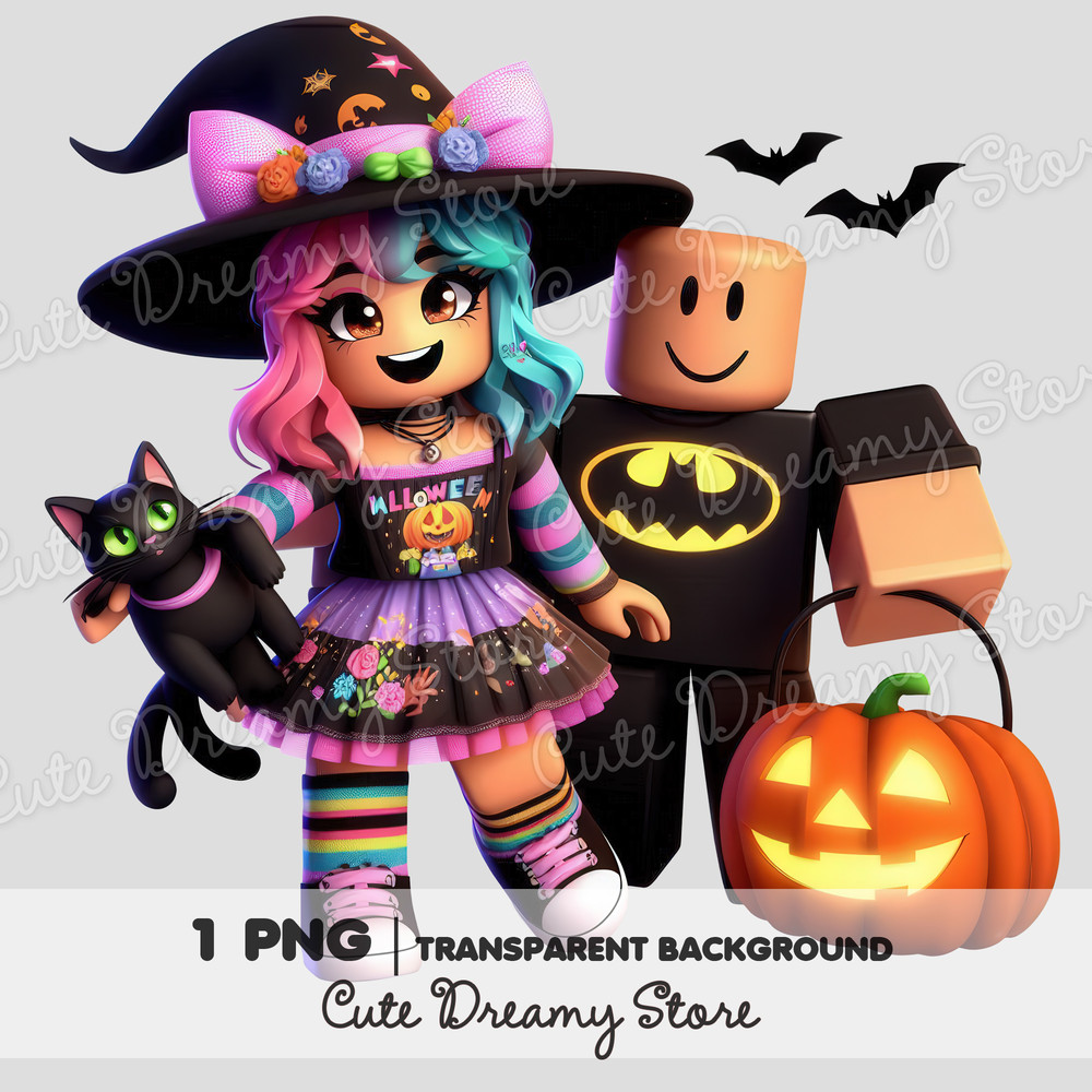 Roblox Halloween Girl And Boy Clipart PNG Transparent Backgound 0