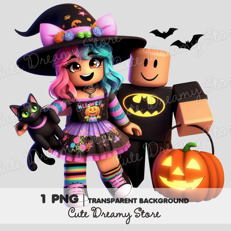 Roblox Halloween Girl And Boy Clipart PNG Transparent Backgound 0